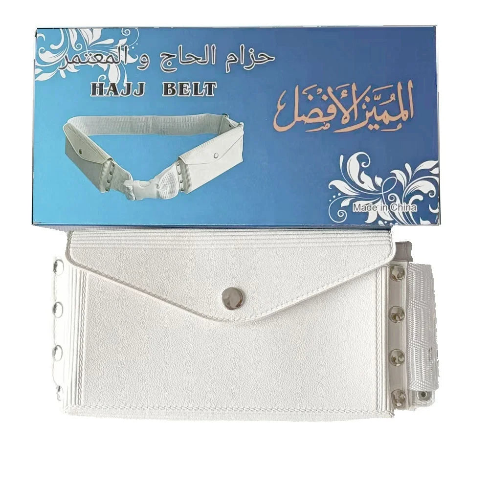 Ihram Gürtel für Umrah - Weißer Baumwollgürtel mit Taschen - Pilgergürtel